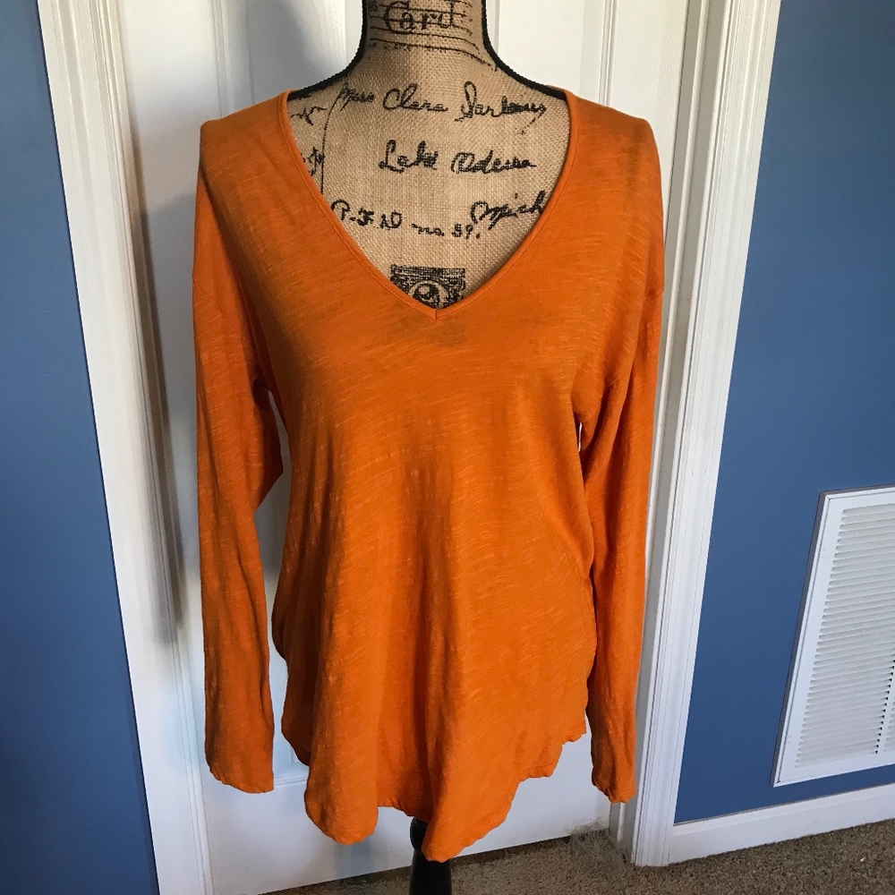 Orange long sleeve lite weight top